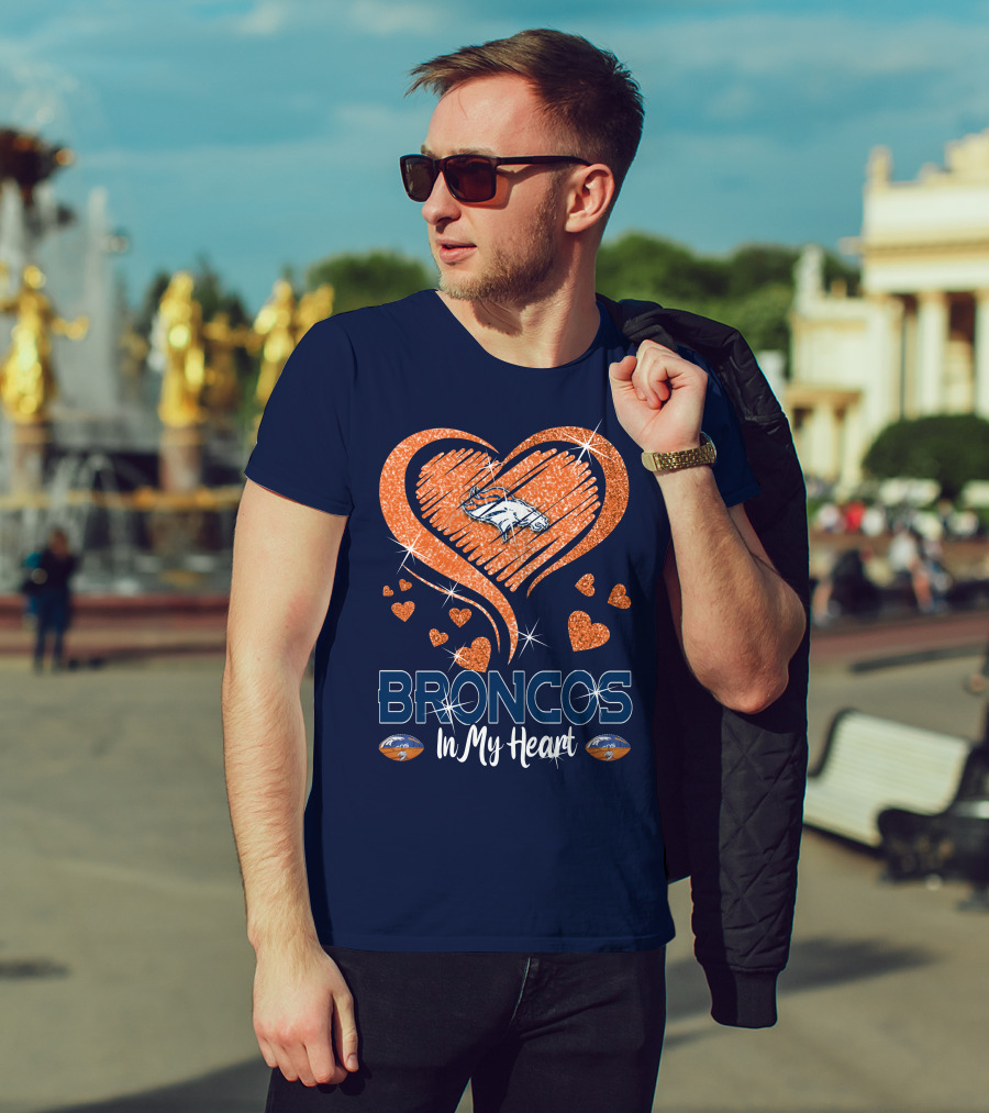 Broncos In My Heart Denver Broncos Love Heart T-Shirt