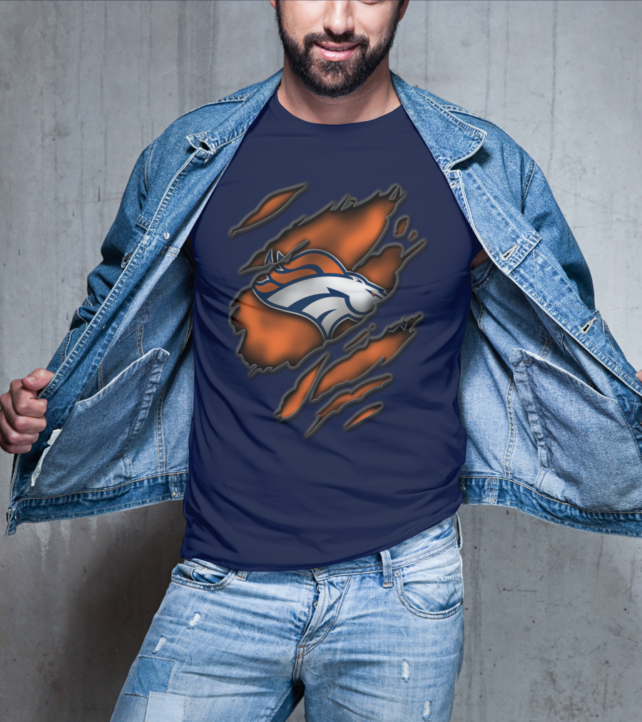 Torn Denver Broncos Logo Bold Fanwear Torn T-Shirt