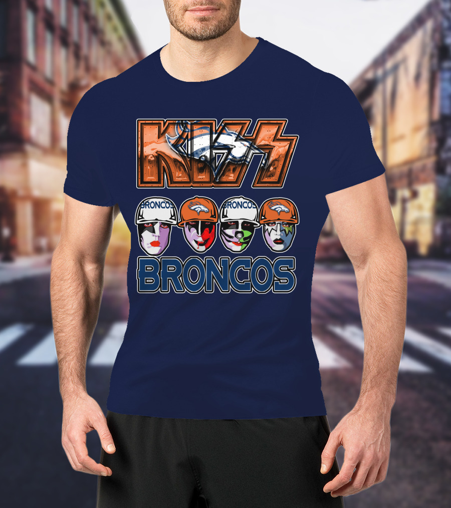 Kiss Denver Broncos Football Helmet Band Makeup T-Shirt