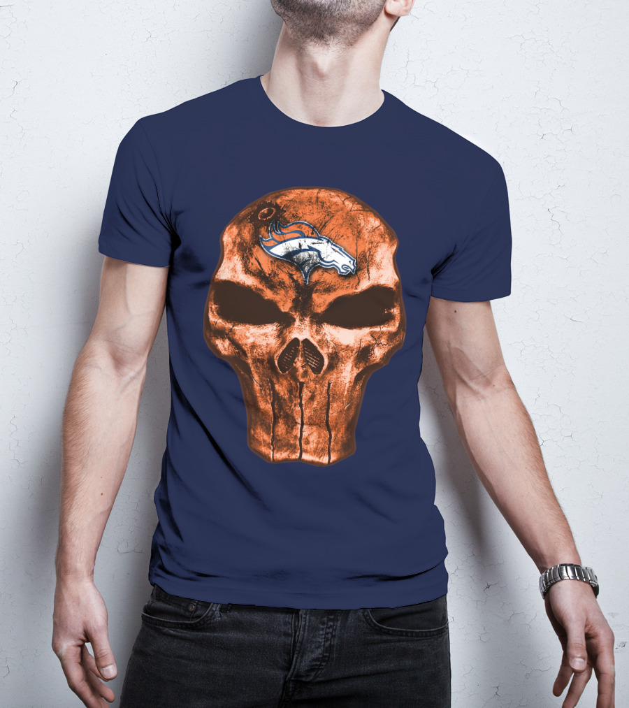 Skull Denver Broncos Logo Skull T-Shirt