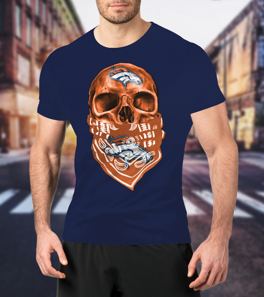 Denver Broncos Skull Bandana T-Shirt