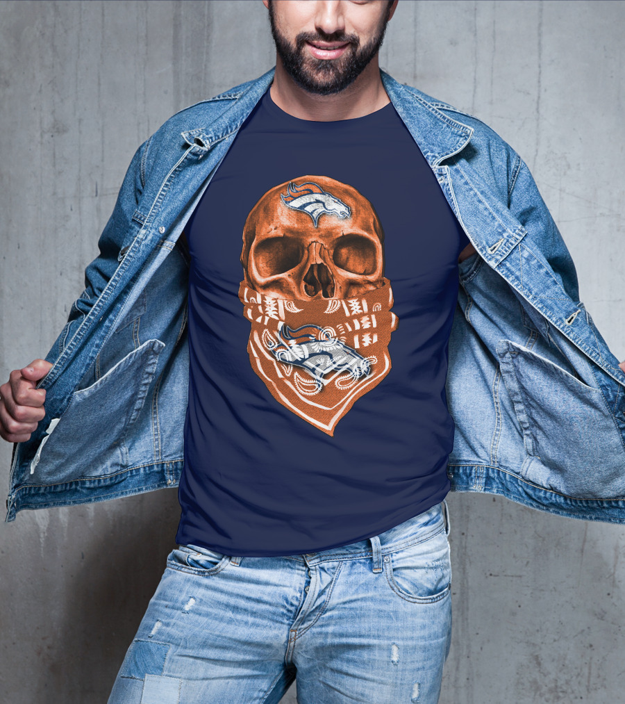 Denver Broncos Skull Bandana T-Shirt