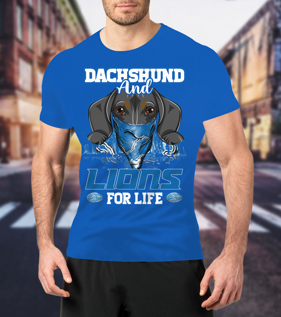 Dachshund And Lions For Life Detroit T-Shirt
