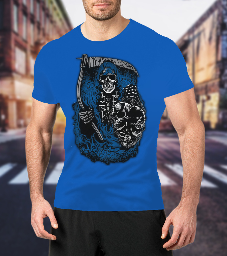 Detroit Lions Grim Reaper Skulls T-Shirt