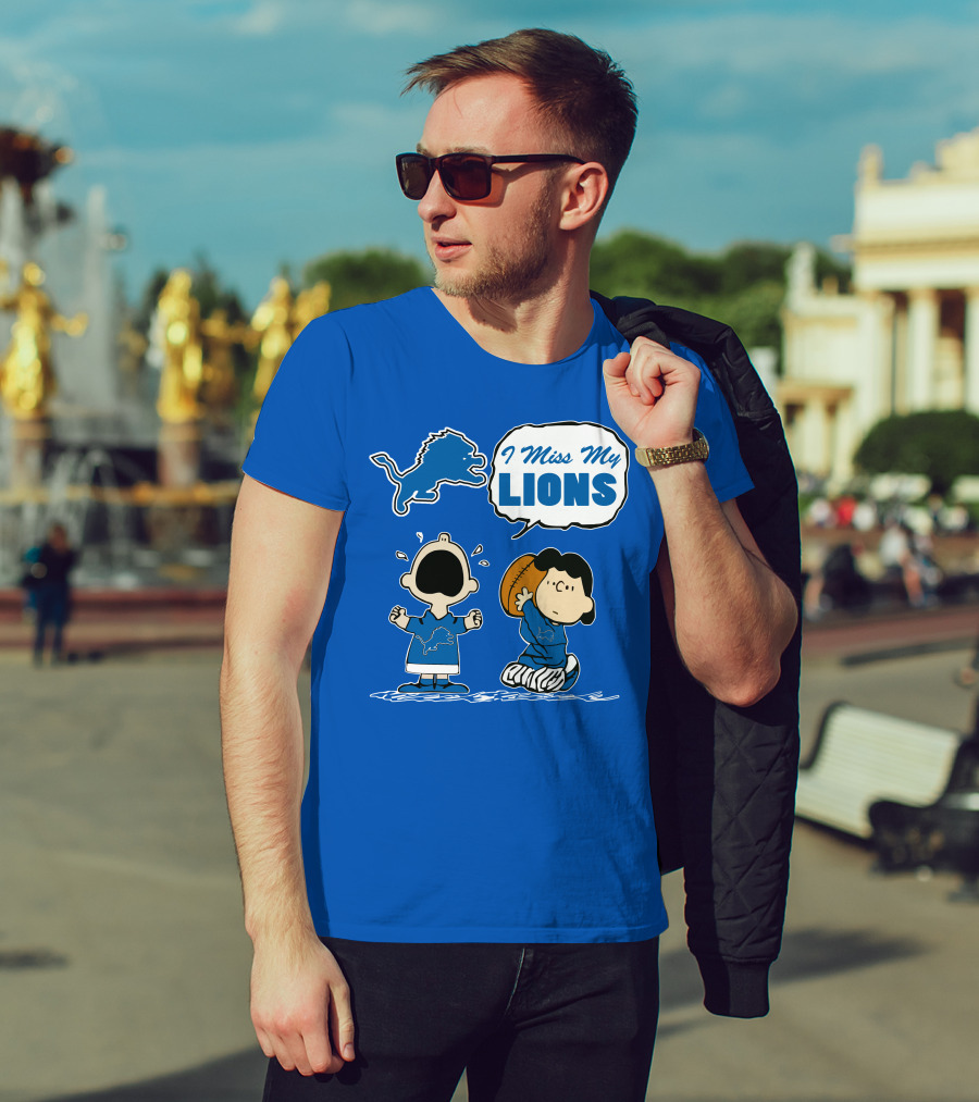 I Miss My Lions Detroit Lions Charlie Brown Football T-Shirt