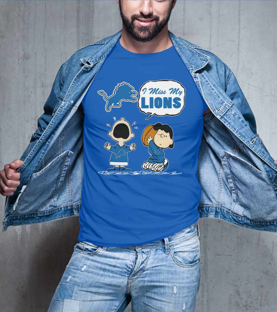 I Miss My Lions Detroit Lions Charlie Brown Football T-Shirt