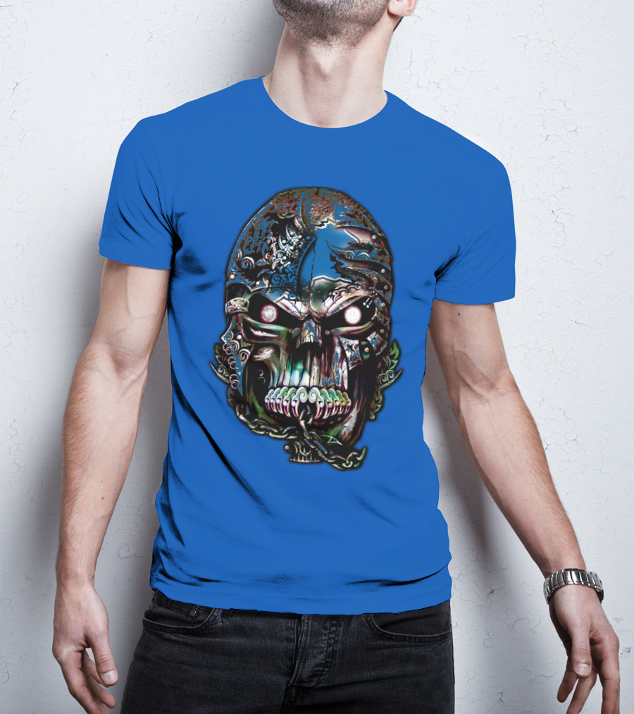 Detroit Lions 65 Skull Artwork T-Shirt