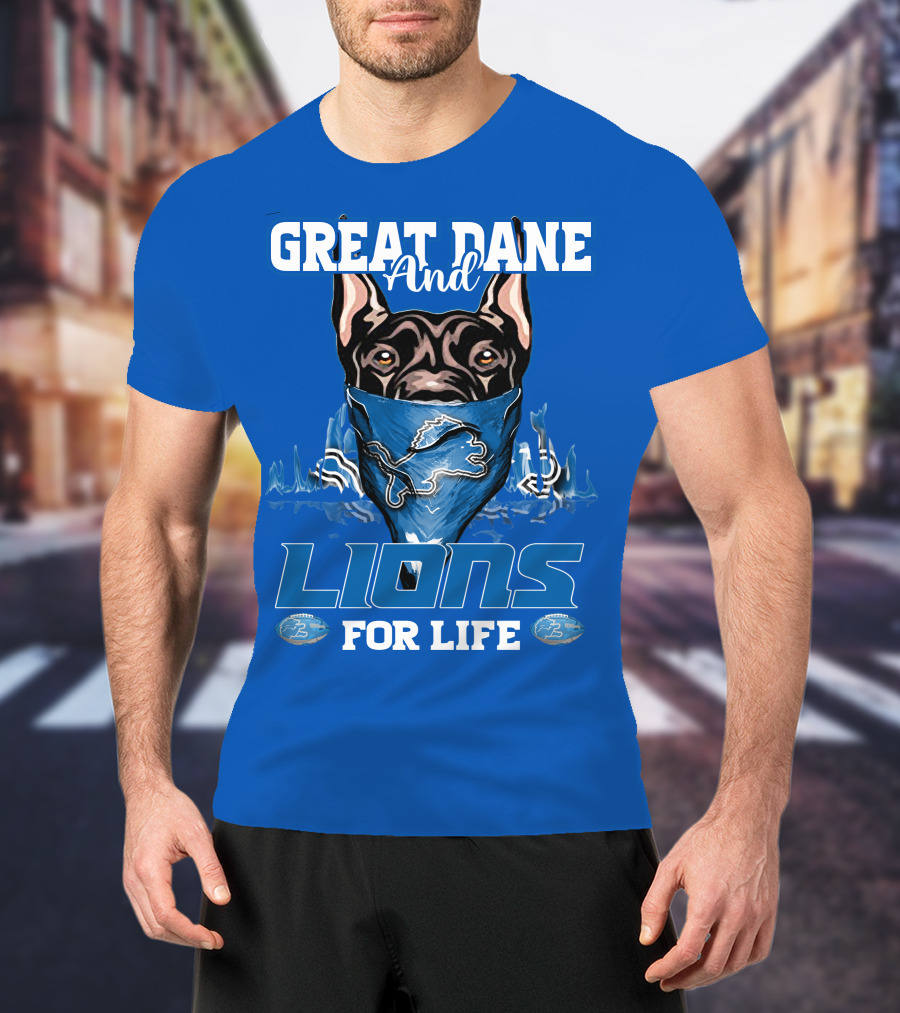 Great Dane And Lions For Life Detroit T-Shirt