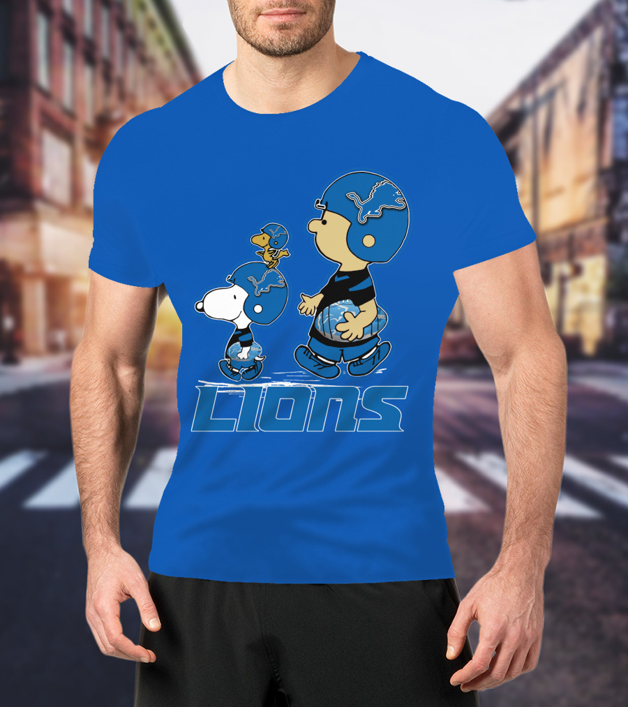 Snpfootball DETROIT LIONS Peanuts Helmet Blue T-Shirt