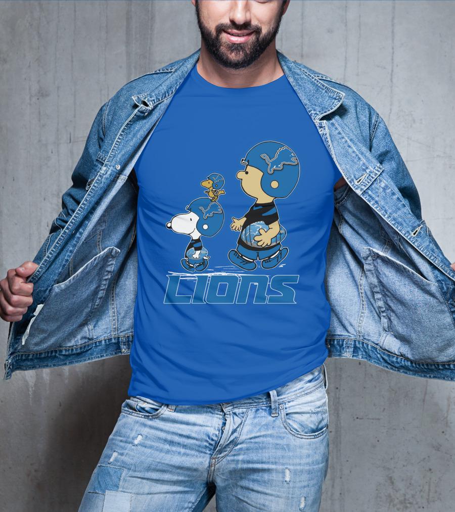 Snpfootball DETROIT LIONS Peanuts Helmet Blue T-Shirt