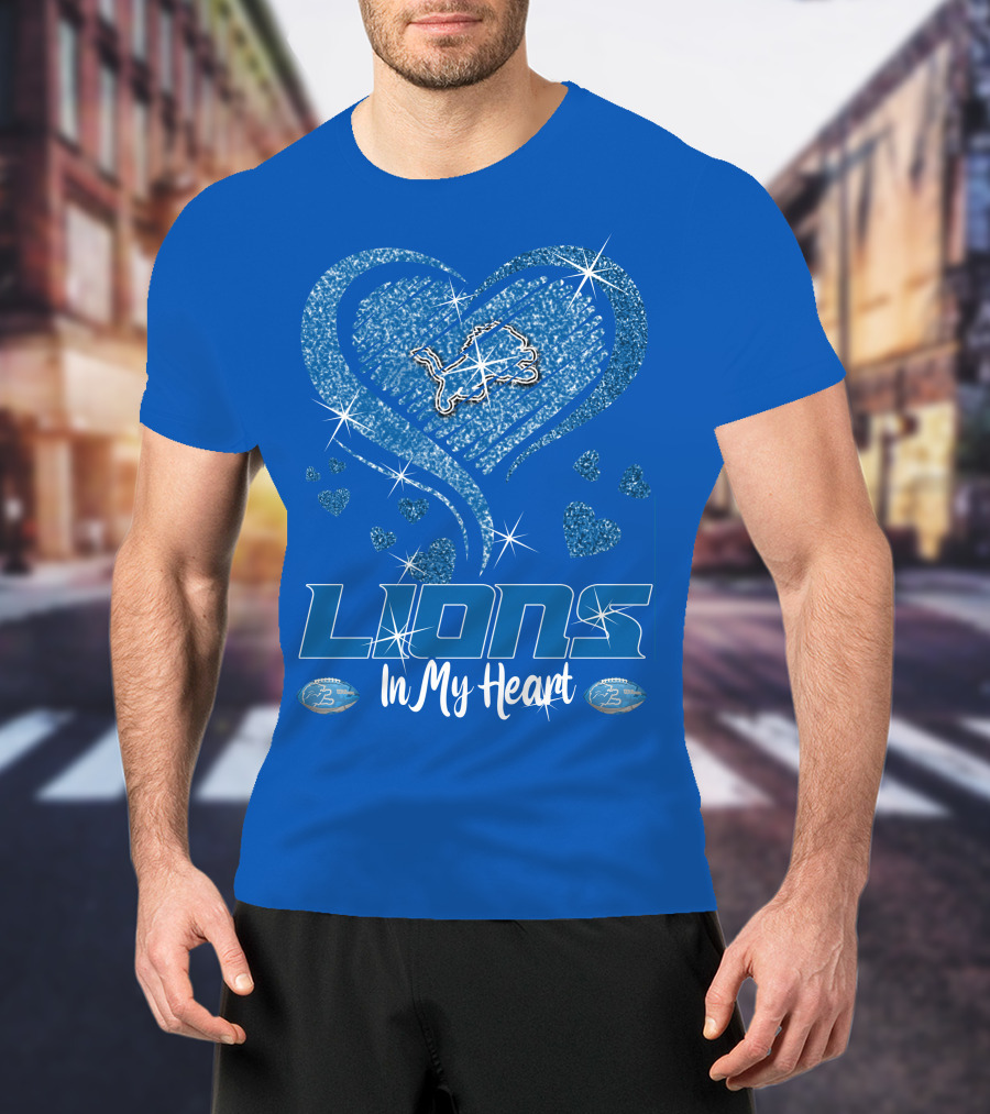 Lions In My Heart Detroit Football Sparkling T-Shirt