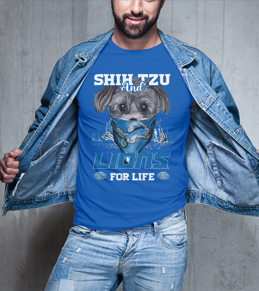 Shih Tzu And Lions For Life Detroit Lions T-Shirt