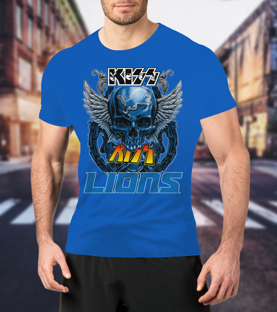 KISS Detroit Lions Skull Wings T-Shirt