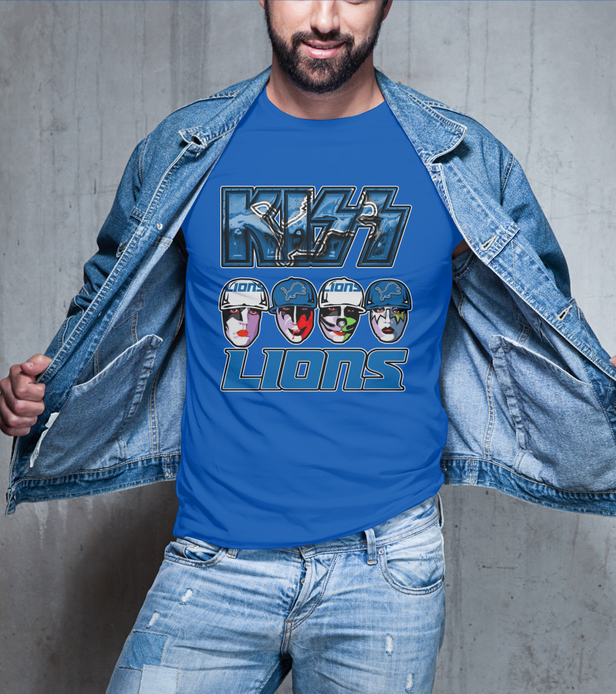 KISS Detroit Lions Face Paint Helmets T-Shirt
