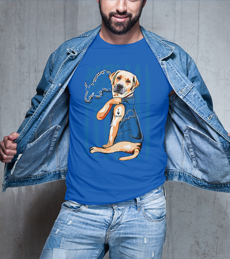 Labrador Retriever I Love Mom Detroit Lions Fan T-Shirt