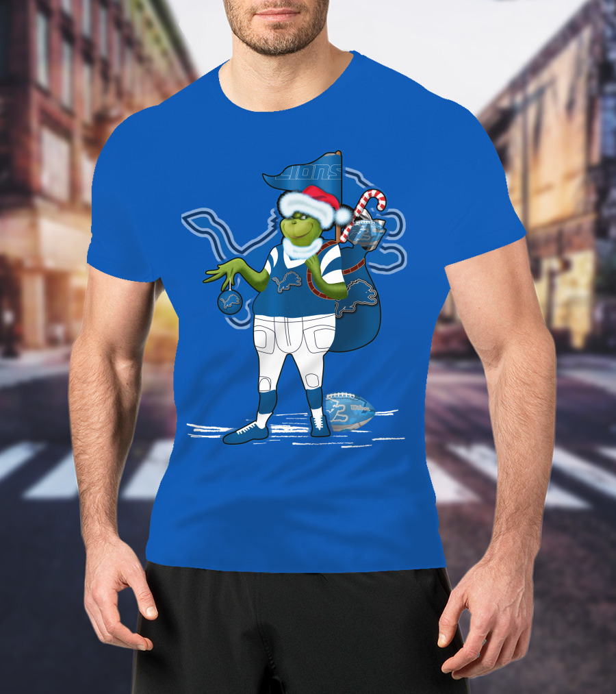 Grinchxmas Detroit Lions Holiday Football T-Shirt