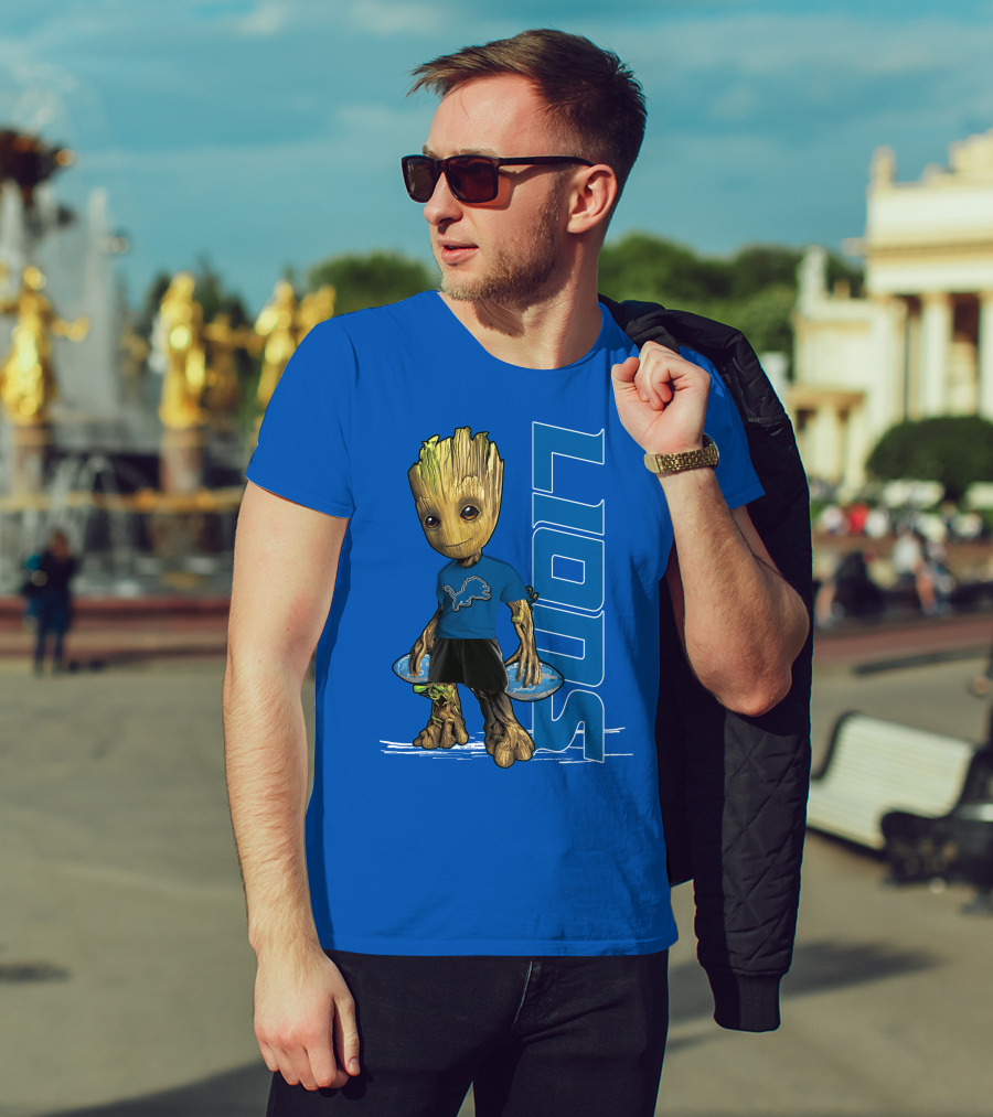 Groot Detroit Lions NFL Team Groot T-Shirt