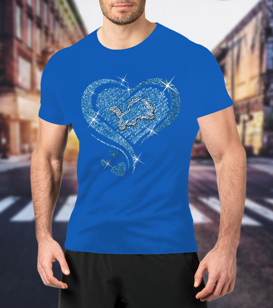 Heart Diamond Detroit Lions Sparkling T-Shirt