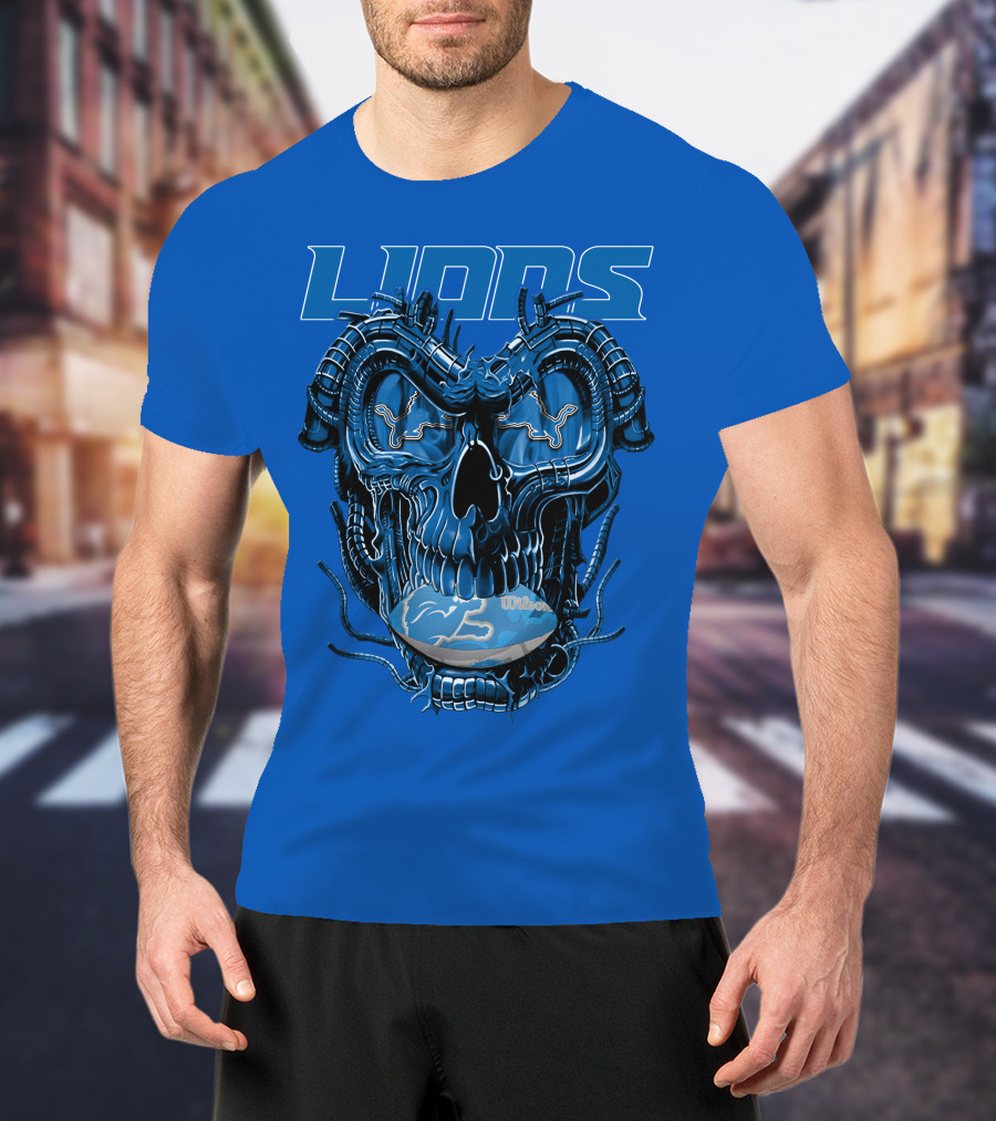 DETROIT LIONS Dragonskull Football Fusion T-Shirt