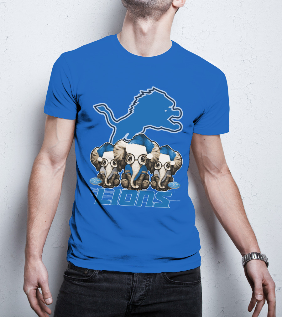 Elephan Xmas Detroit Lions Holiday Football Elephants T-Shirt