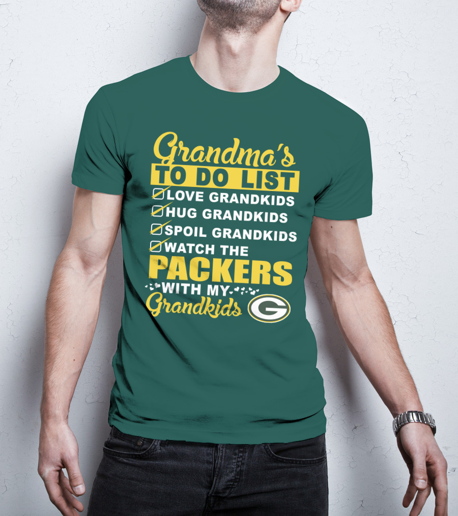 Grandma's To Do List Packers Watch With My Grandkids Green Bay Packers T-Shirt
