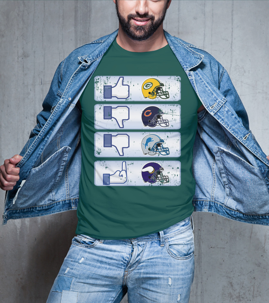 Green Bay Packers Chicago Bears Detroit Lions Minnesota Vikings Nfl Rivalry Icons T-Shirt