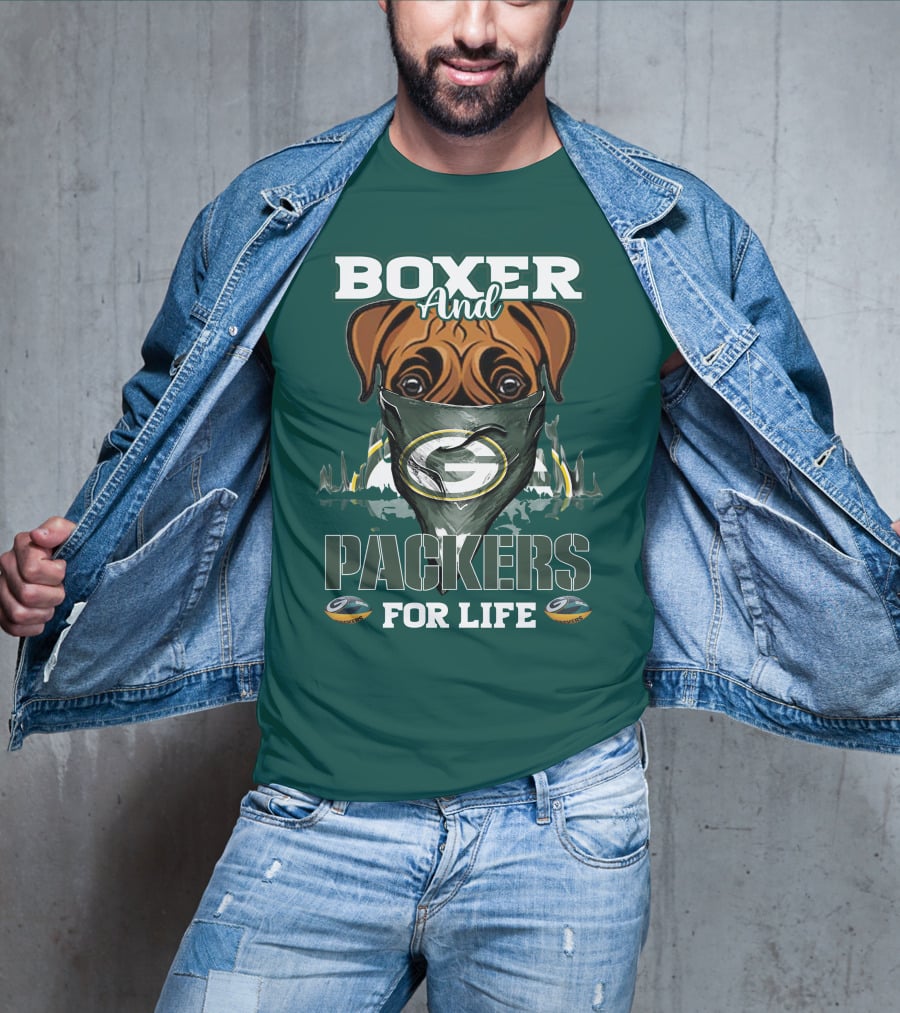 Boxer And Packers For Life Green Bay Packers T-Shirt