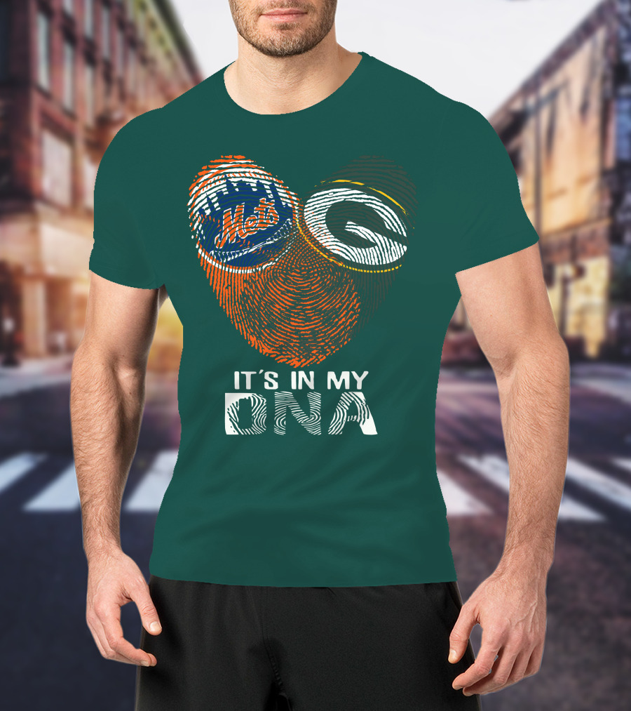 Green Bay Packers New York Mets It's In My Dna T-Shirt
