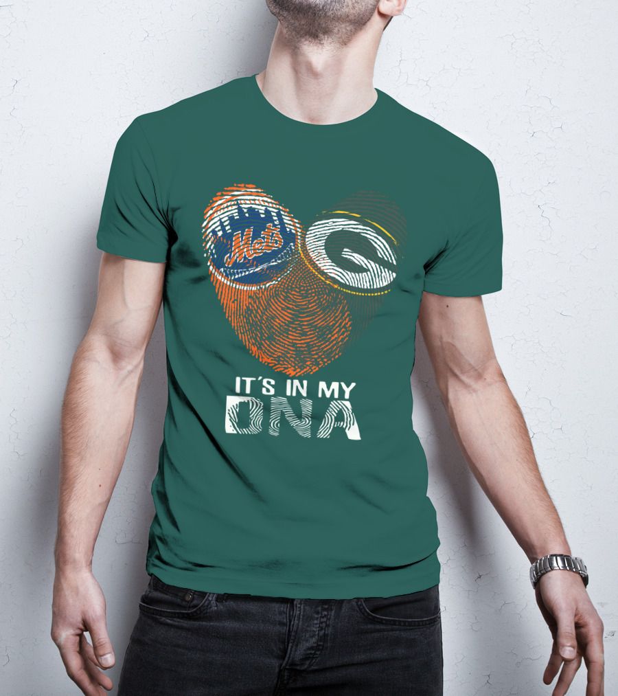 Green Bay Packers New York Mets It's In My Dna T-Shirt