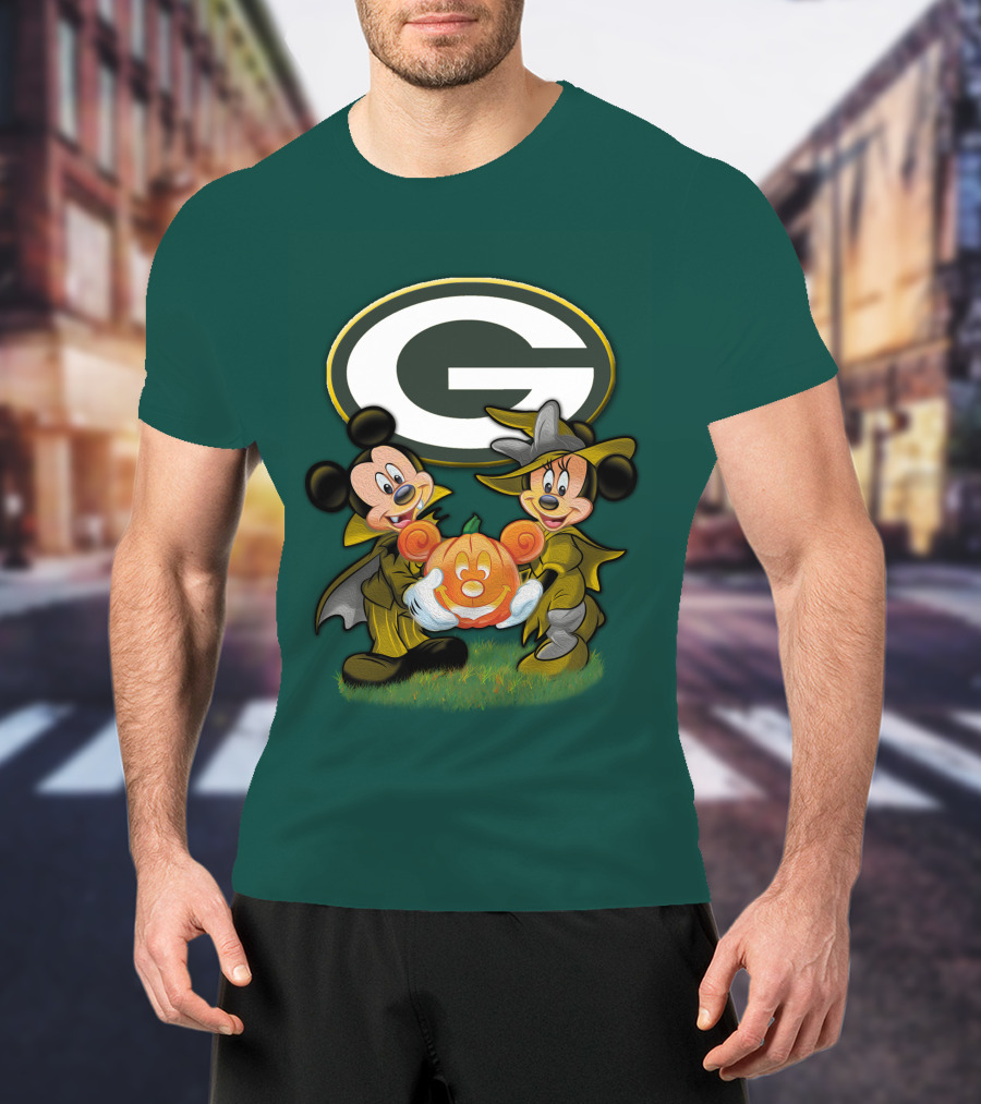 Green Bay Packers Mickey Minnie Halloween Pumpkin T-Shirt
