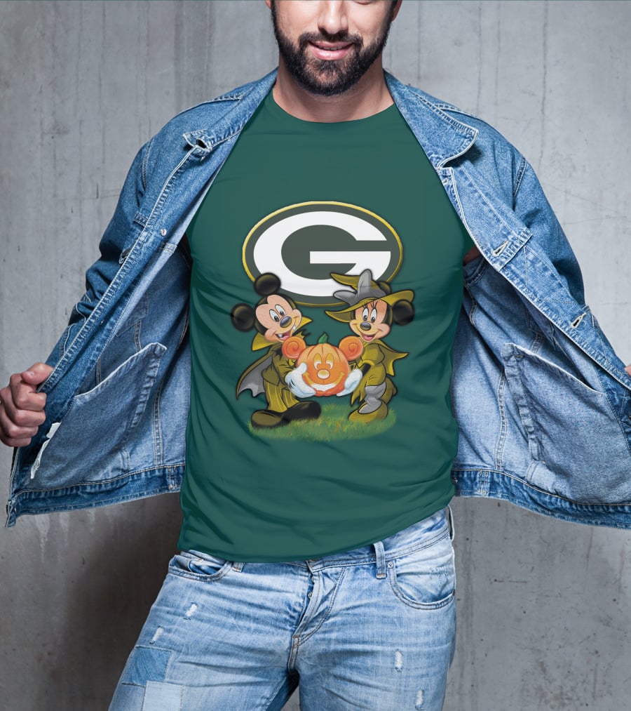 Green Bay Packers Mickey Minnie Halloween Pumpkin T-Shirt
