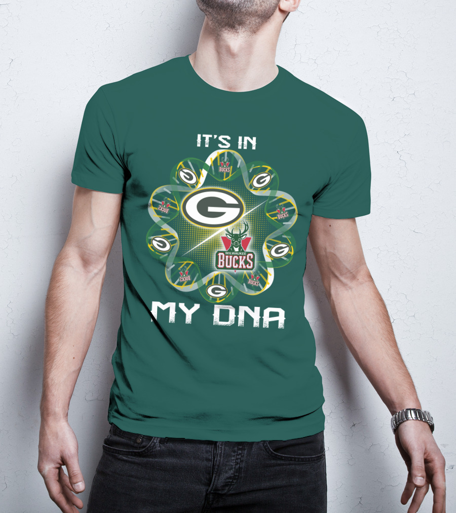 It's In My Dna Green Bay Packers Milwaukee Bucks T-Shirt
