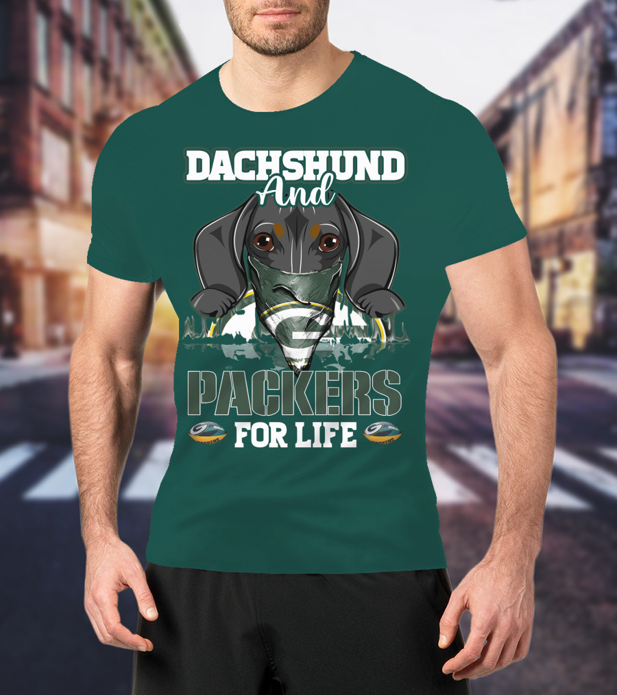 Dachshund And Packers For Life Green Bay T-Shirt
