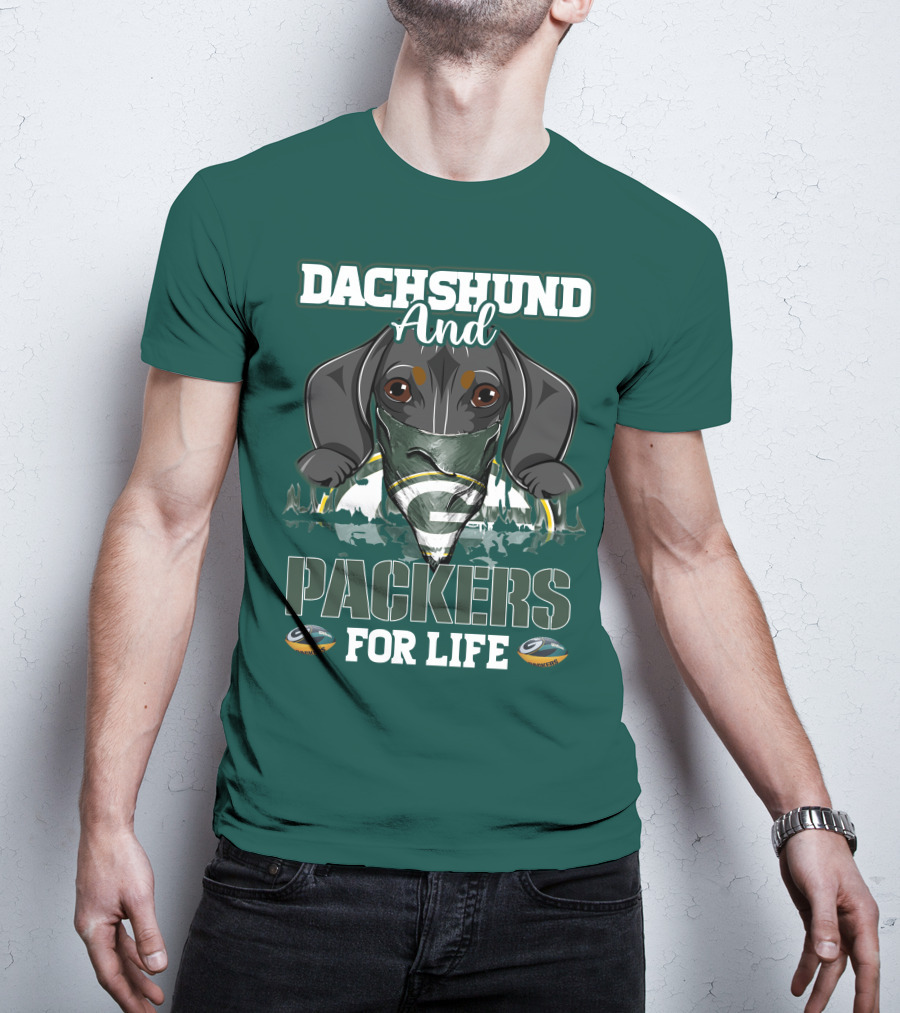 Dachshund And Packers For Life Green Bay T-Shirt