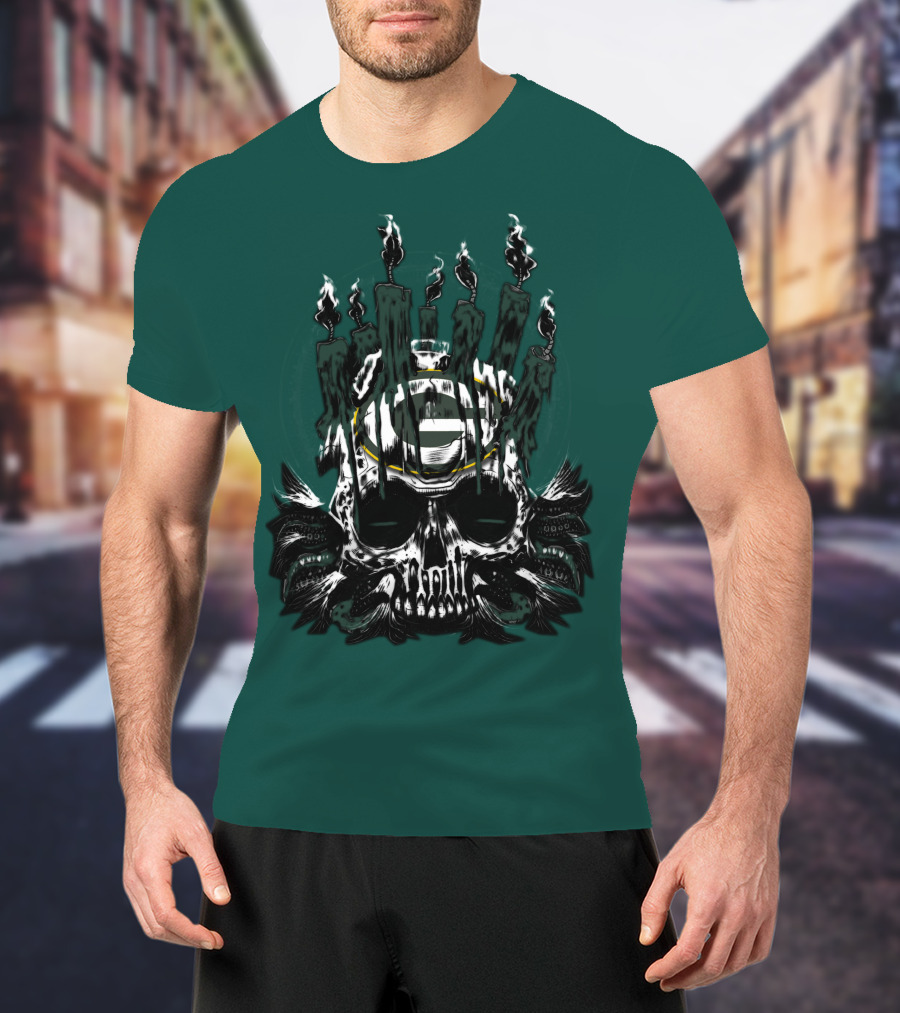 Green Bay Packers Skull Candle T-Shirt