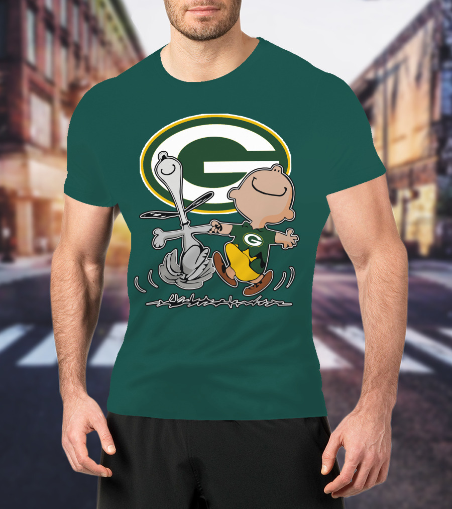 Green Bay Packers Snoopy Charlie Brown Fan Celebration T-Shirt
