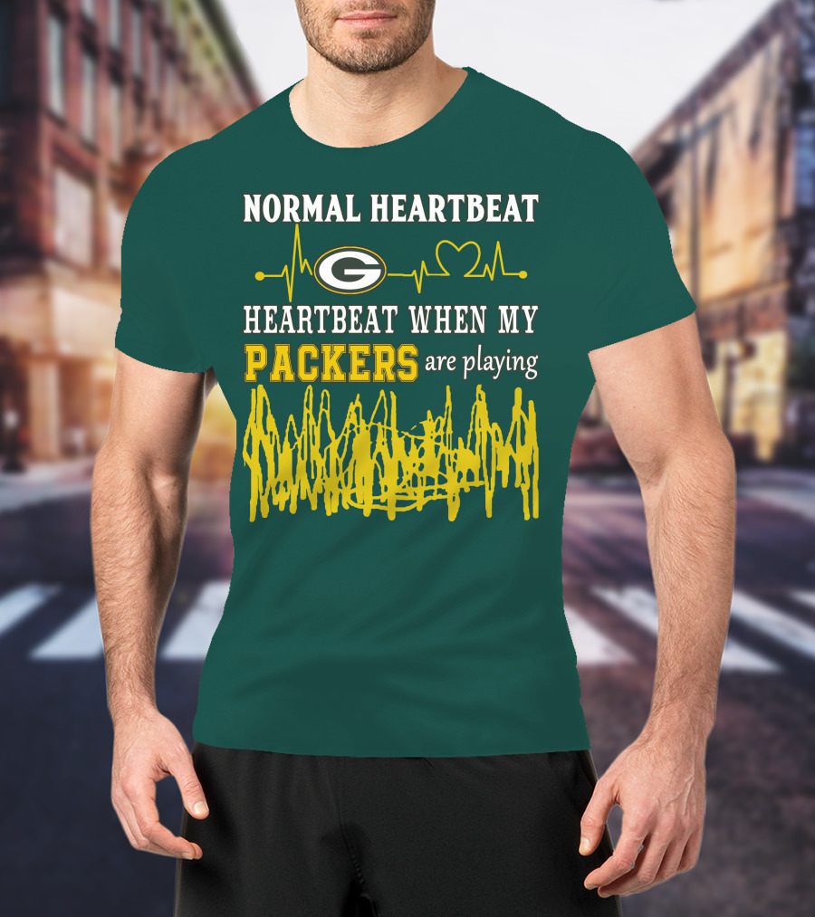 Normal Heartbeat Heartbeat When My Packers Are Playing Green Bay Packers T-Shirt