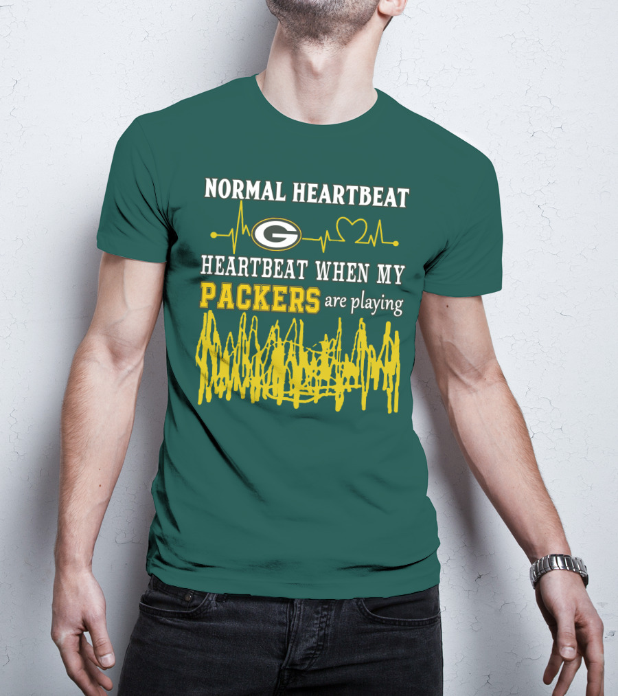 Normal Heartbeat Heartbeat When My Packers Are Playing Green Bay Packers T-Shirt