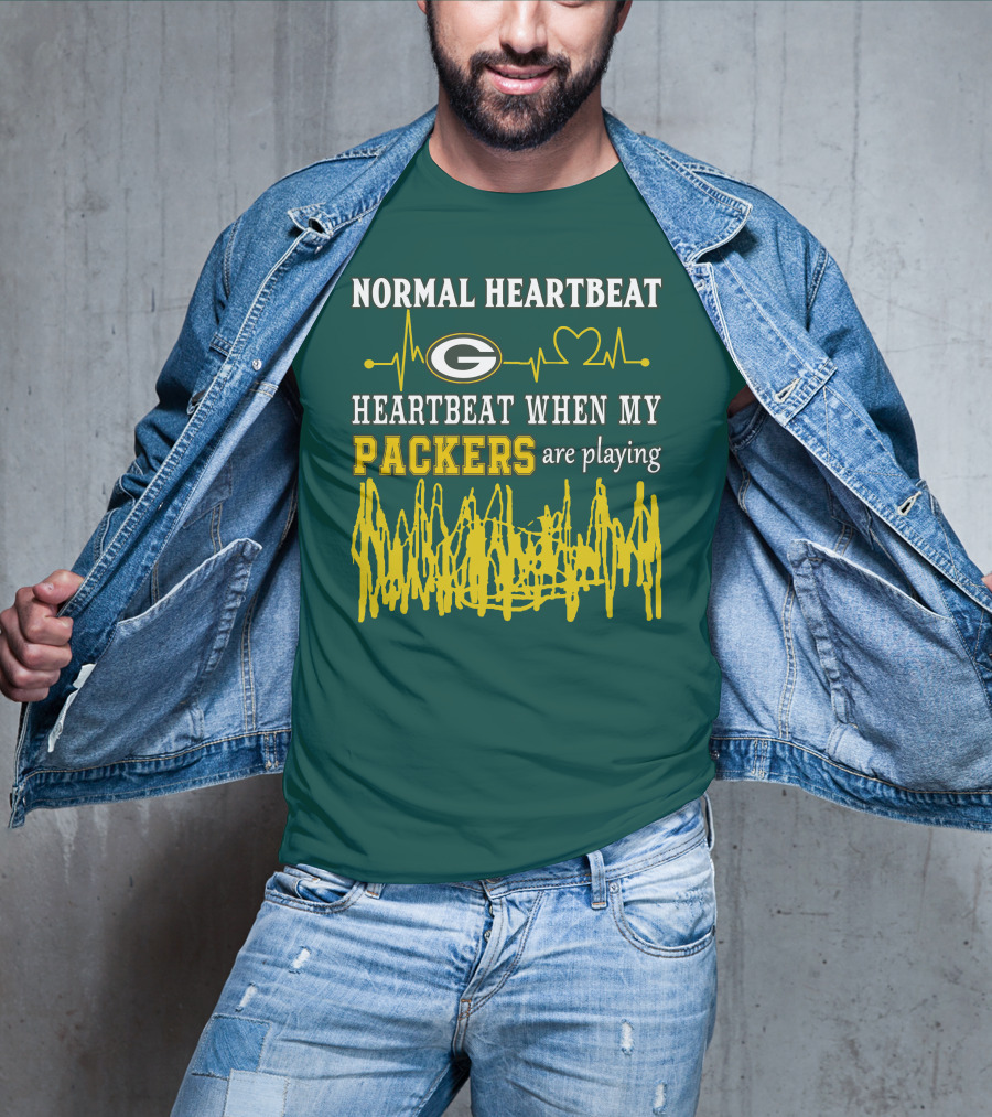 Normal Heartbeat Heartbeat When My Packers Are Playing Green Bay Packers T-Shirt