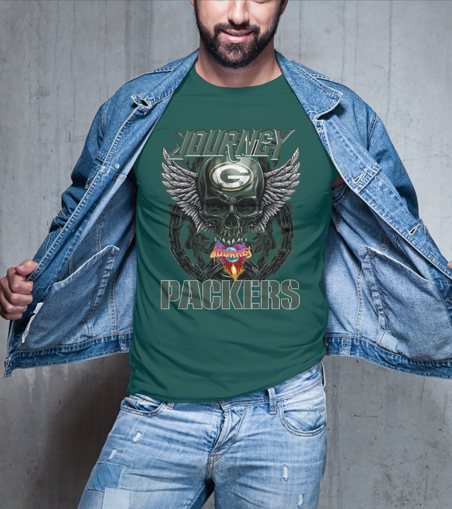 Journey Green Bay Packers Winged Skull Flame T-Shirt