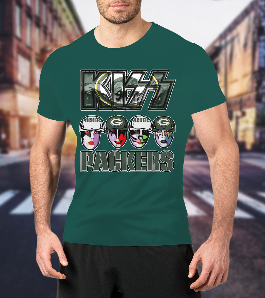 Kiss Packers Green Bay Fan Faces T-Shirt
