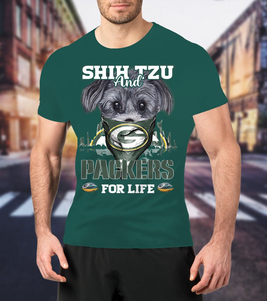 Shih Tzu And Packers For Life T-Shirt