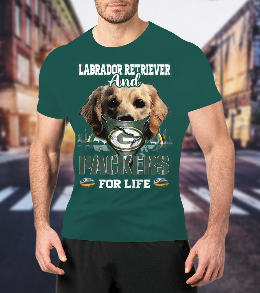 Labrador Retriever And Packers For Life Green Bay Packers T-Shirt