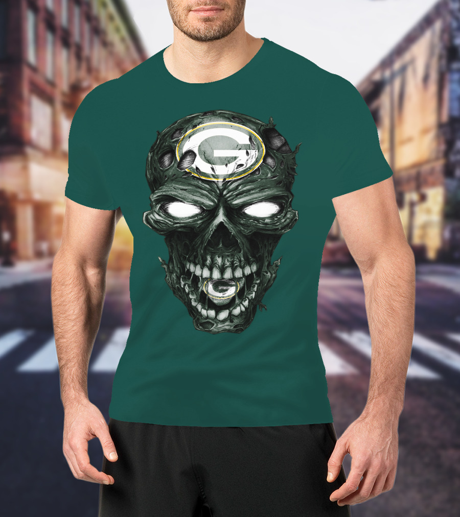 Skull Green Bay Packers G Logo Zombie Fusion T-Shirt
