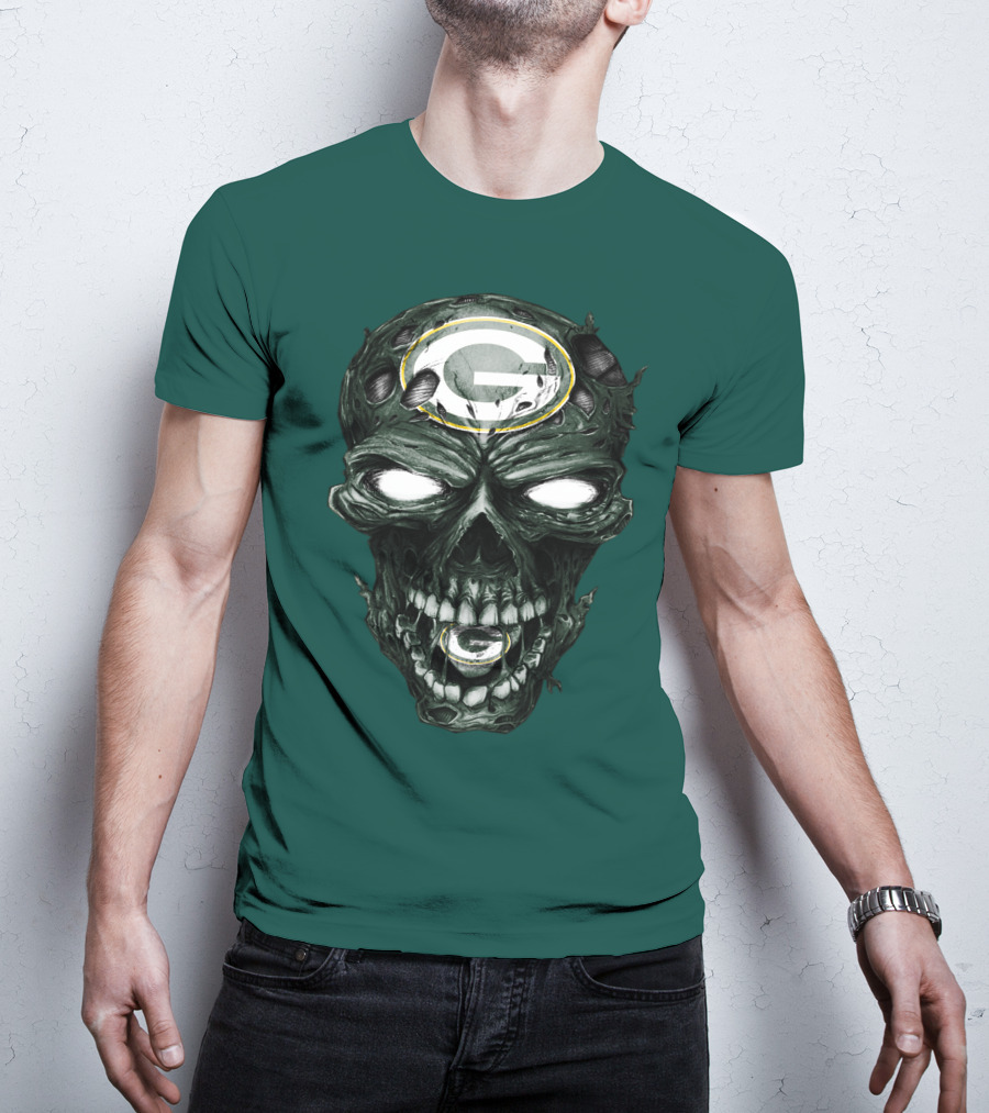 Skull Green Bay Packers G Logo Zombie Fusion T-Shirt