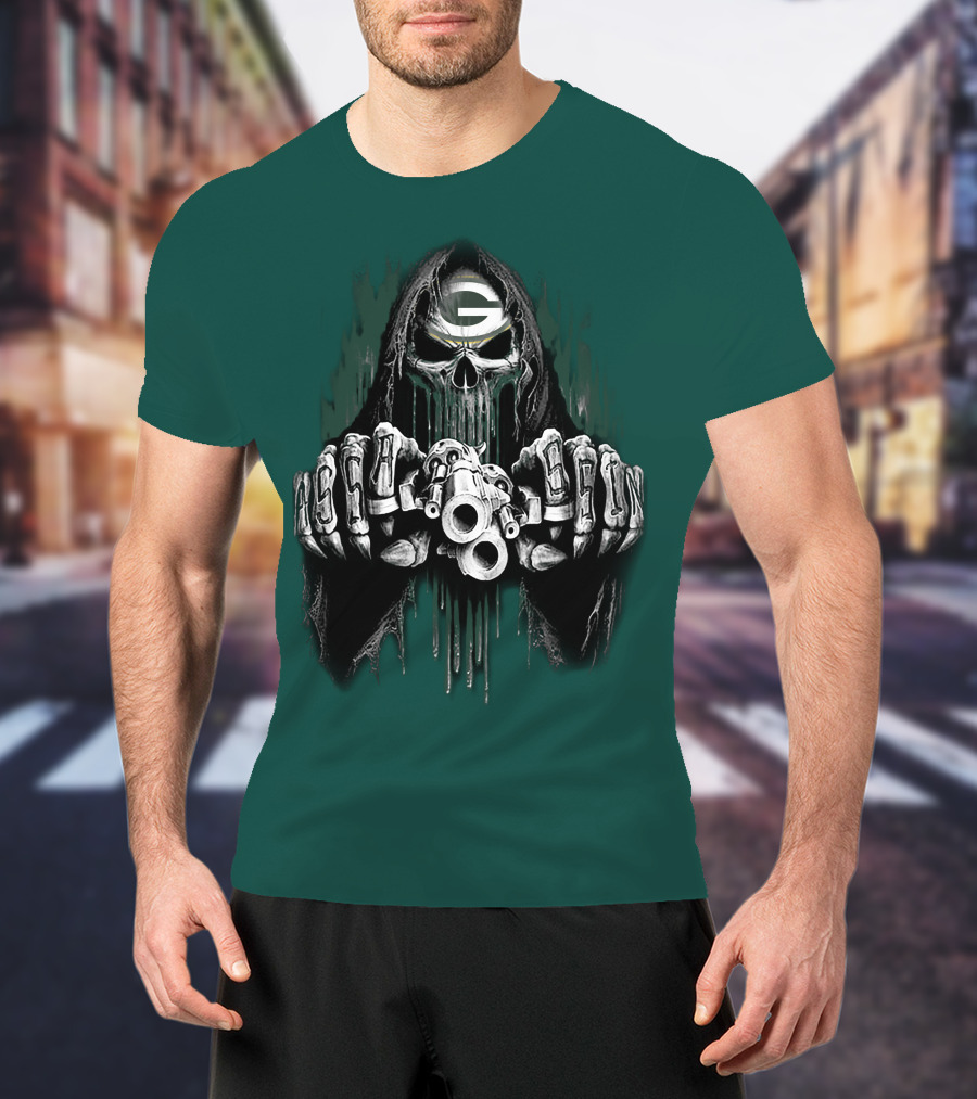 Green Bay Packers G Skull Grim Reaper 84 T-Shirt