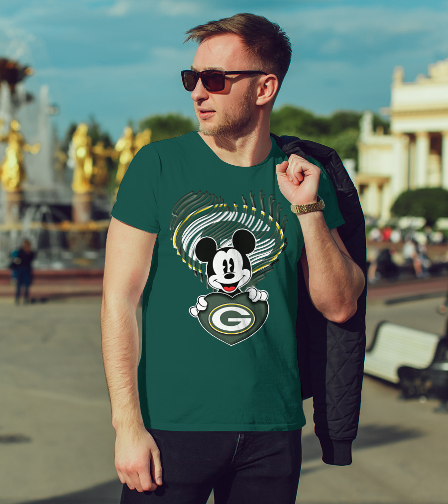 Mick Fan Embraces Green Bay Packers Heart T-Shirt