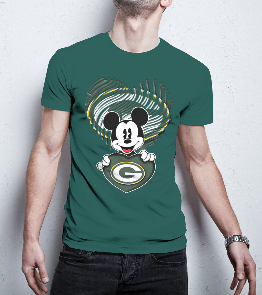 Mick Fan Embraces Green Bay Packers Heart T-Shirt