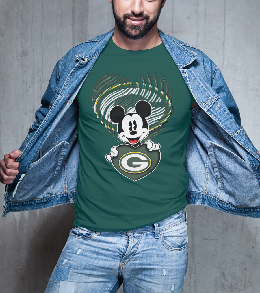 Mick Fan Embraces Green Bay Packers Heart T-Shirt