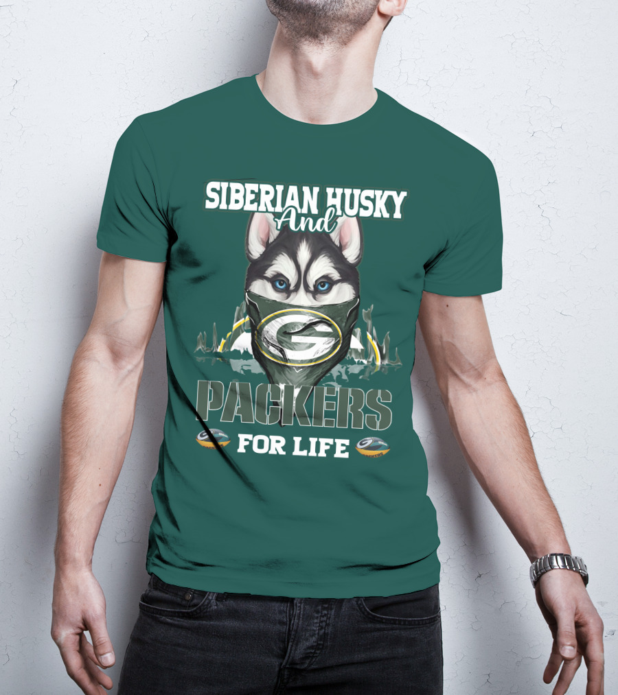 Siberian Husky And Packers For Life T-Shirt